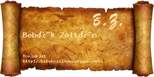 Bebők Zoltán névjegykártya
